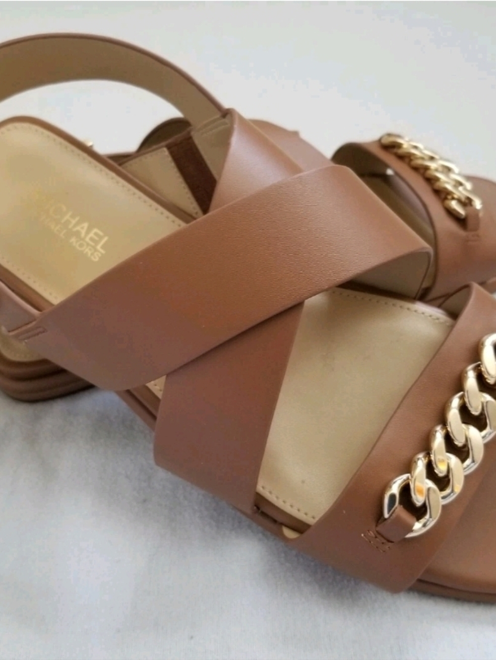 🆕 🌹 MICHAEL Michael Kors Cris Cross Brown Flat Sandals 6.5M (retail $125) - Picture 5 of 12